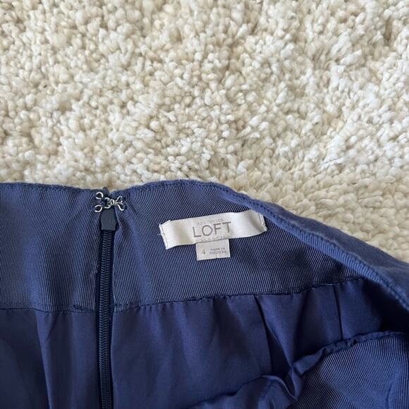 Loft Navy Blue Linen Pocket Front Skirt Size 4 - Picture 4 of 7